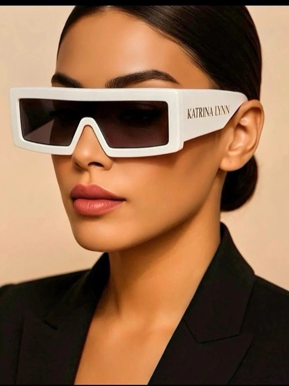KATRINA LYNN White & Gray Shield Sunglasses